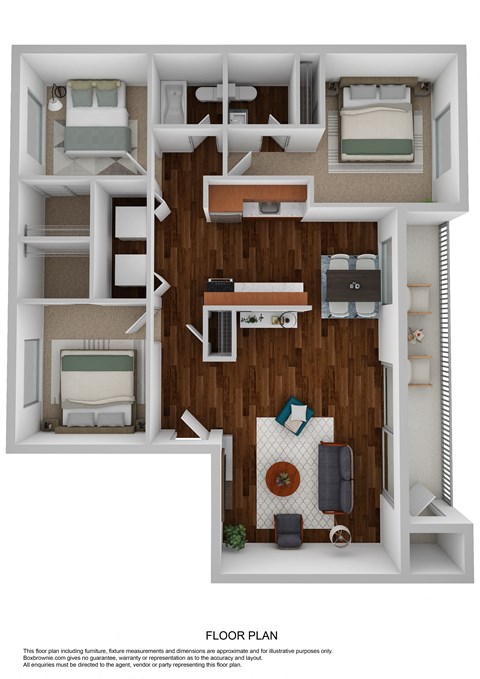 Floor plan for 3 beds, 1.5 baths, 1218 sqft